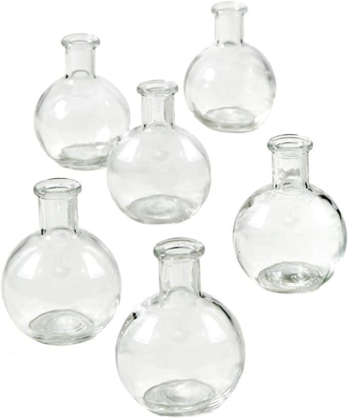 Serene Spaces Living Set of 6 Small Clear Ball Bud Vases, Transparent Glass Vases for Weddings, E... | Amazon (US)