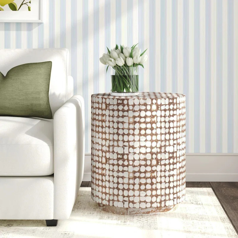 Abbie Coconut Shell Drum End Table | Wayfair North America
