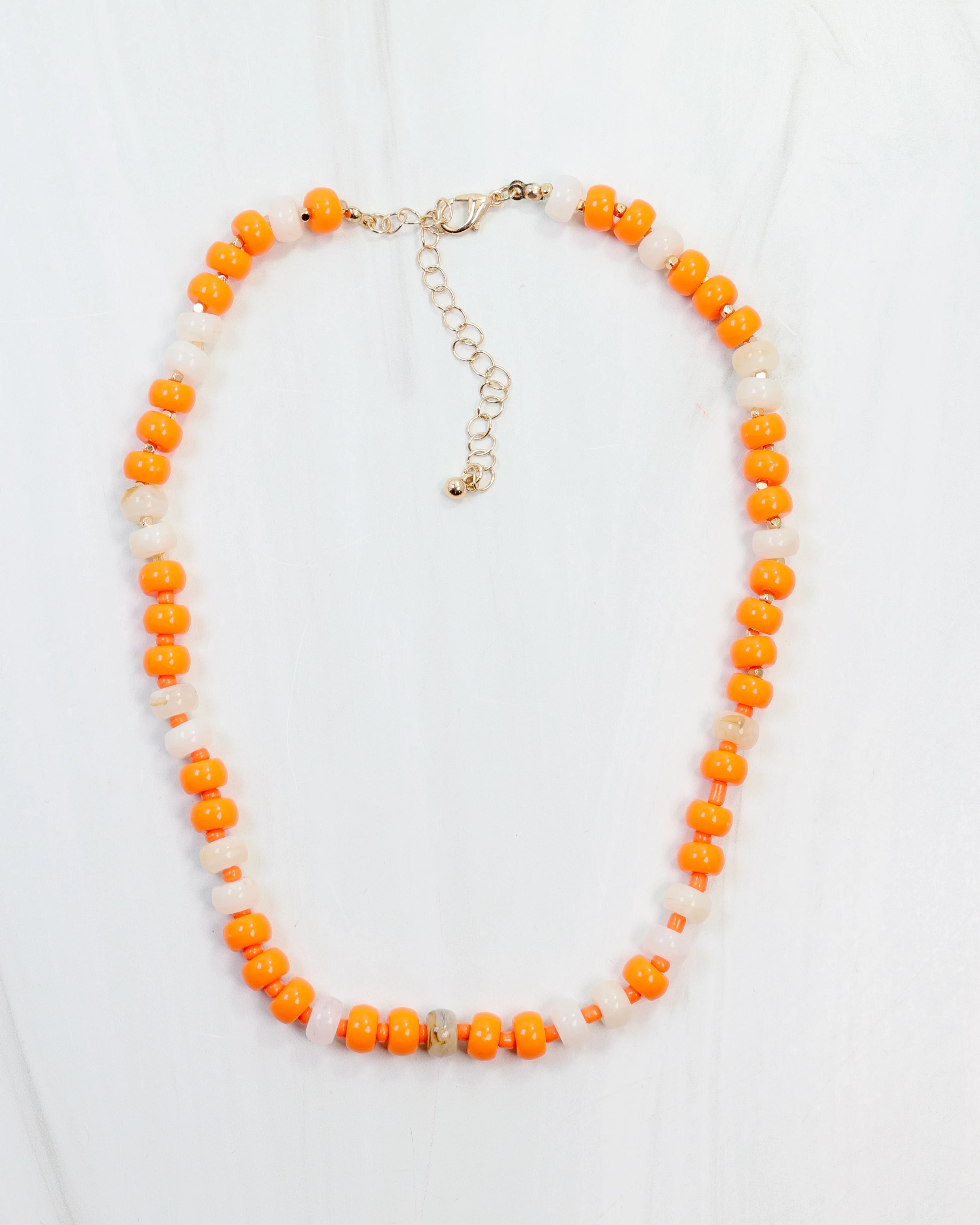 Ellison Stone Necklace Orange White | Caroline Hill
