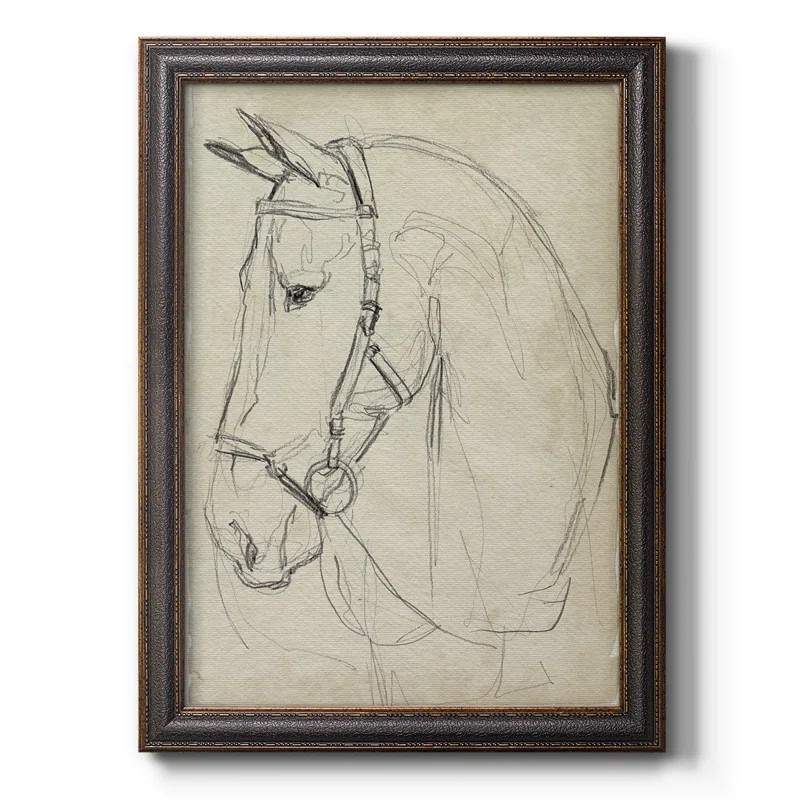 Gracie Oaks Horse In Bridle Sketch II Premium Framed Canvas- Ready To Hang | Wayfair | Wayfair North America