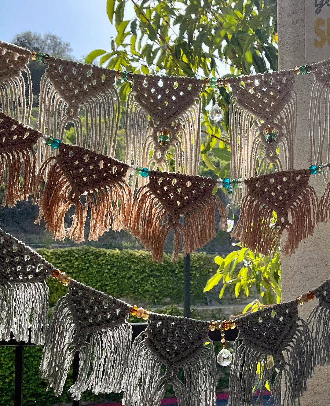 Crystal Macrame Banner or Bunting Window or Wall Hanging | Etsy (US)