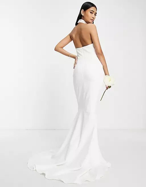 True Violet Bridal high neck maxi dress in ivory | ASOS (Global)