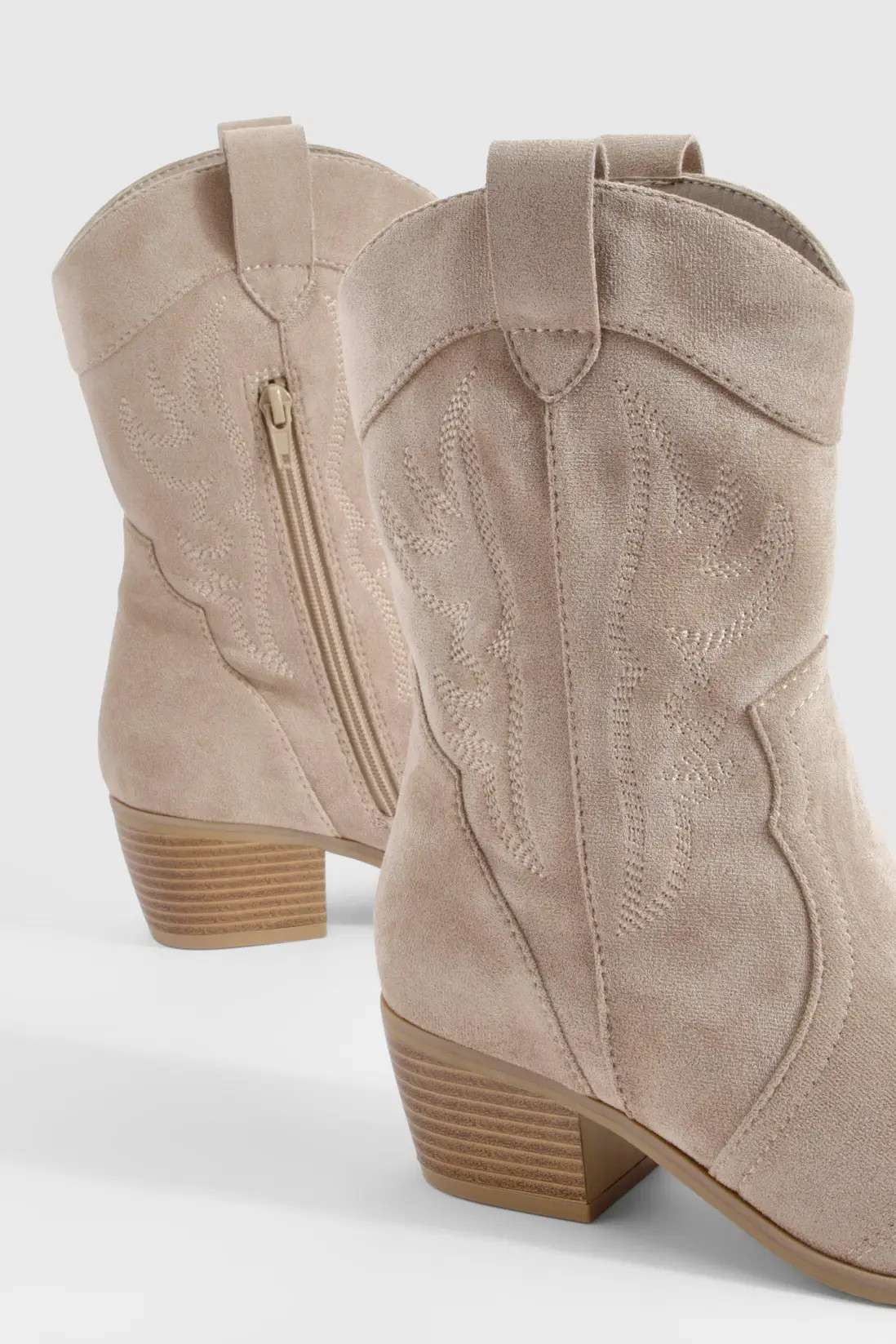 Boots | Faux Suede Embroidered Western Ankle Cowboy Boots | boohoo | Boohoo.com (UK & IE)