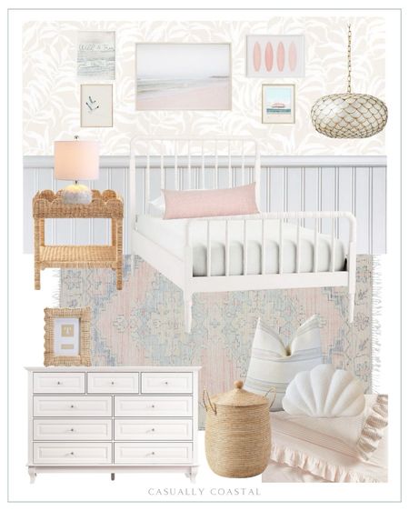 Coastal bedroom inspiration for your little girl! 💕 Don’t miss this great price on the dresser! 
- 
Coastal bedroom ideas, coastal bedroom design, coastal style, little girl bedroom, girls bedroom ideas, coastal decor, coastal interiors, pink bedroom, beach house style, beach home bedroom, striped linen pillow cover, La Jolla basket, beach house bedroom, serena & lily lidded baskets, scalloped chandelier, capiz chandelier, coastal lighting, bedroom chandelier, Elsie bed, wood bed, white beds, full size beds, twin size beds, kids bed, tropical palm leaves, palm leaves wallpaper, peel and stick wallpaper, wallpaper for girls bedroom, scallop rattan side table, woven nightstand, coastal nightstand, ocean print beach wall art, modern coastal wall art, coastal gallery wall, seagulls art print, lake house art, seashell coastal table lamp, Amazon lamps, wild and free just like the sea wall quote, pink surfboard wall art, blush pink lumbar pillow, sunset traditional performance rug, coastal rug, bedroom rug, girl bedroom rug, 9 drawer dresser, white dresser, affordable dresser, Amazon dresser, Amazon bedroom furniture, kids dresser, striped ruffle organic sheet set, pink sheet sets, seashell throw pillow, Amazon throw pillows, little girl bedding

#LTKhome #LTKkids #LTKfindsunder100