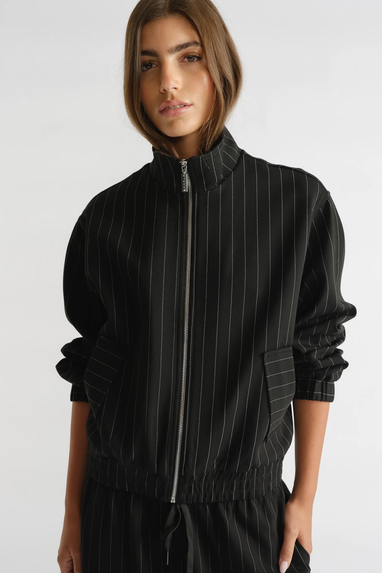 D-Luxe Pinstripe Bomber - Black | DECJUBA