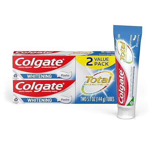 Colgate Total Whitening Toothpaste, Mint Toothpaste, 5.1 oz Tube, 2 Pack | Amazon (US)
