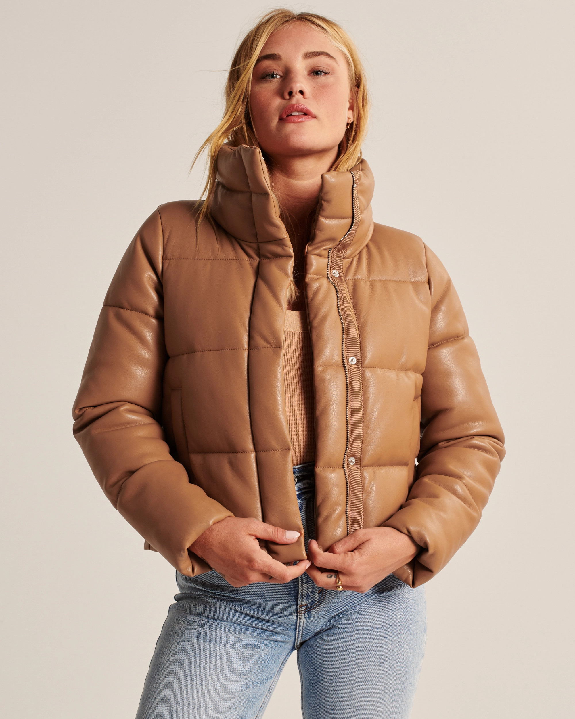 Vegan Leather Mini Puffer | Abercrombie & Fitch (US)
