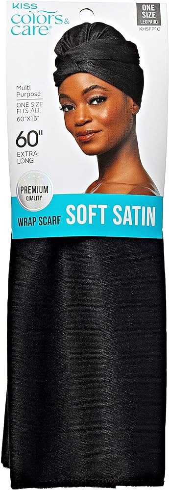 KISS COLORS & CARE Soft Satin Wrap Scarf - Black, Long Lasting, Multi-Purpose, Soft Premium Scarf... | Amazon (US)