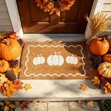 Fall White Pumpkin Doormats Farmhouse Imitation Coir Outdoor Mat Autumn Welcome Harvest Front Non... | Walmart (US)