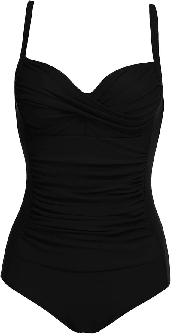 Ekouaer Women's One Piece Swimsuit Ruched Tummy Control Bathing Suits Vintage Retro Push Up Swimw... | Amazon (US)