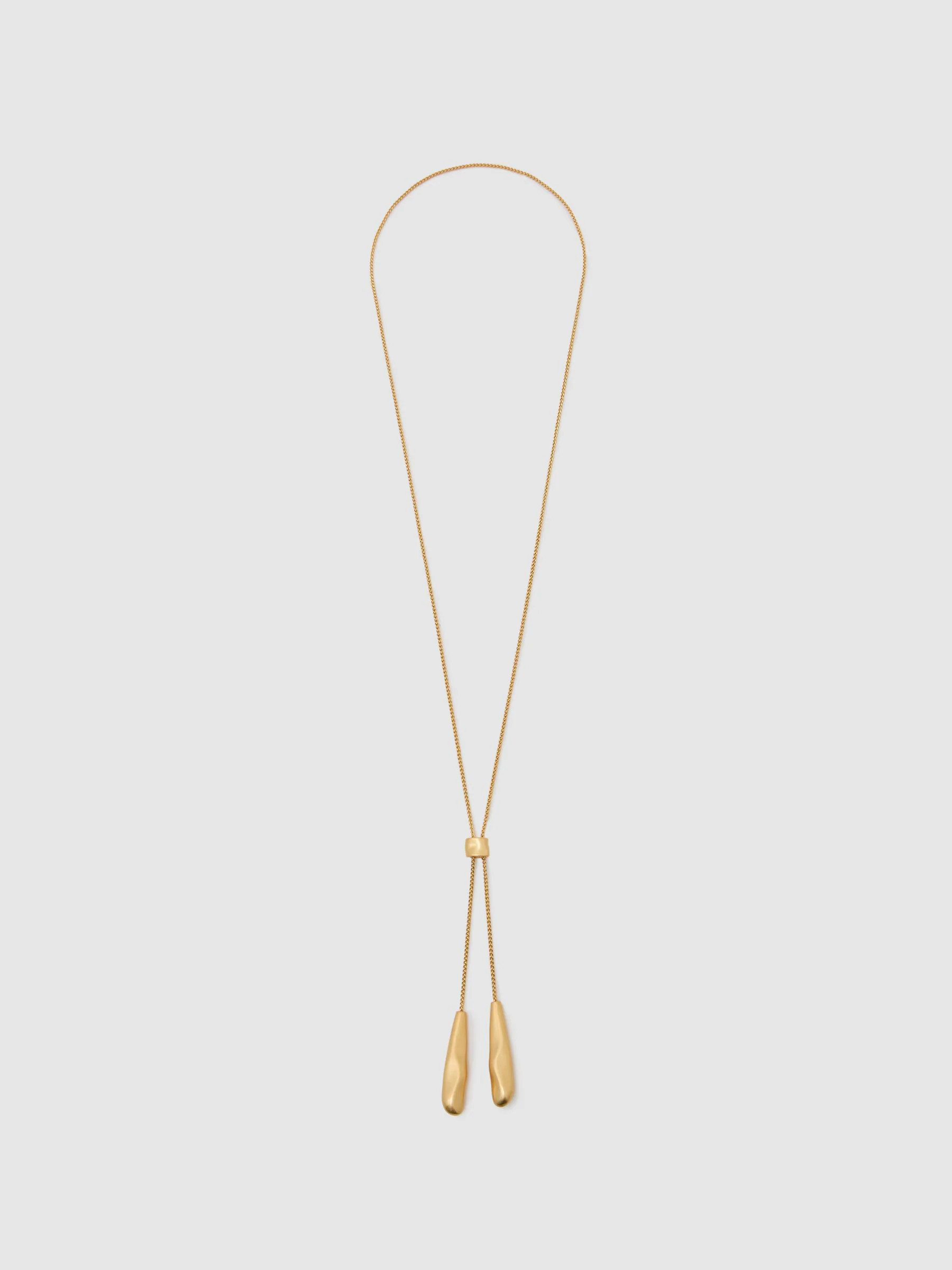 Reiss Reiss Gold Tone Tova Sculpted Drop Lariat Necklace | Next US