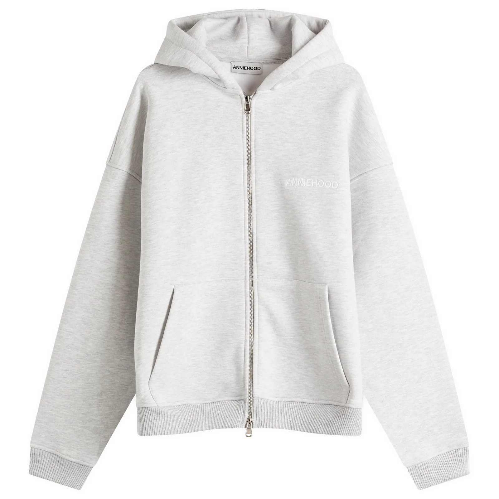 ANNIE HOOD Men's Logo Zip Hoodie in Grey, Size Medium | END. Clothing