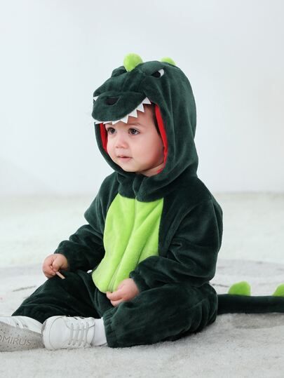 Baby 3D Crocodile Design Hooded Plush Onesie
   SKU: skcostume25210520702      
          (250 Re... | SHEIN