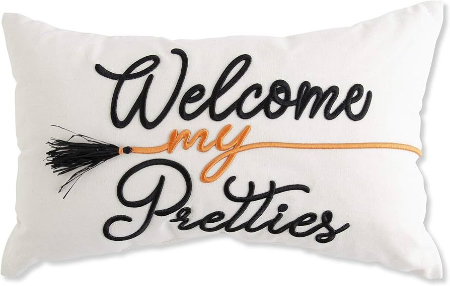 K&K Interiors 42032A 19 Inch Tan Rectangle Pillow with Embroidered Welcome My PRETTIES, Black and... | Amazon (US)