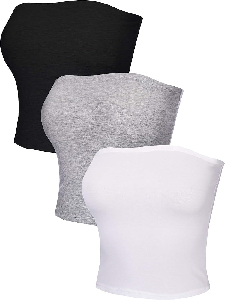 Women's Tube Top Bra Strapless Bandeau Bra Non-Padded Wire-Free Bandeau Bra Wireless Brarette, 3 ... | Amazon (US)