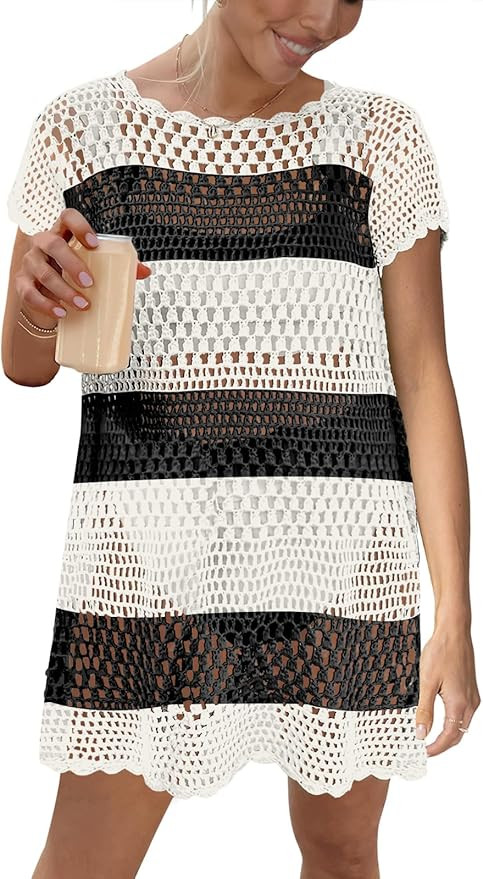 Caracilia Women Swimsuit Coverup Crochet Bathing Suit Cover Ups for Swimwear Swim Summer Bikini B... | Amazon (US)