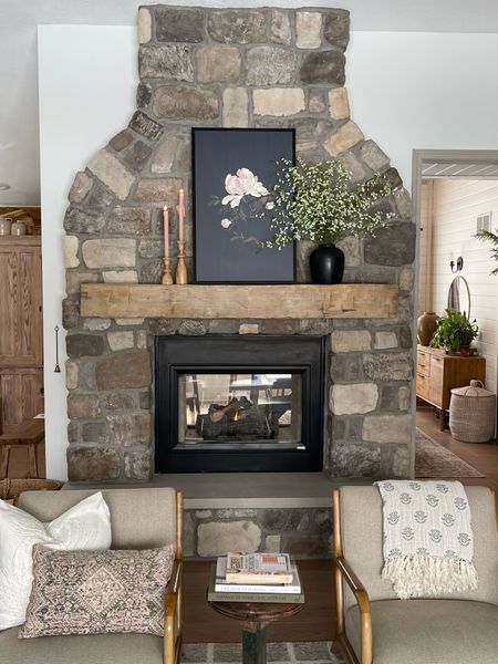 Spring mantel decor! This spring artwork is my favorite focal point! Use coupon code GRACEINMYSPACE for 15% off wall art! 

#LTKSeasonal #LTKunder100 #LTKhome