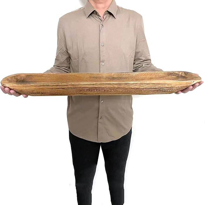 Wooden Dough Bowl Decor, Vintage Wooden Bowl Hand Carved Home Decor for Dining Table Center, Livi... | Amazon (CA)