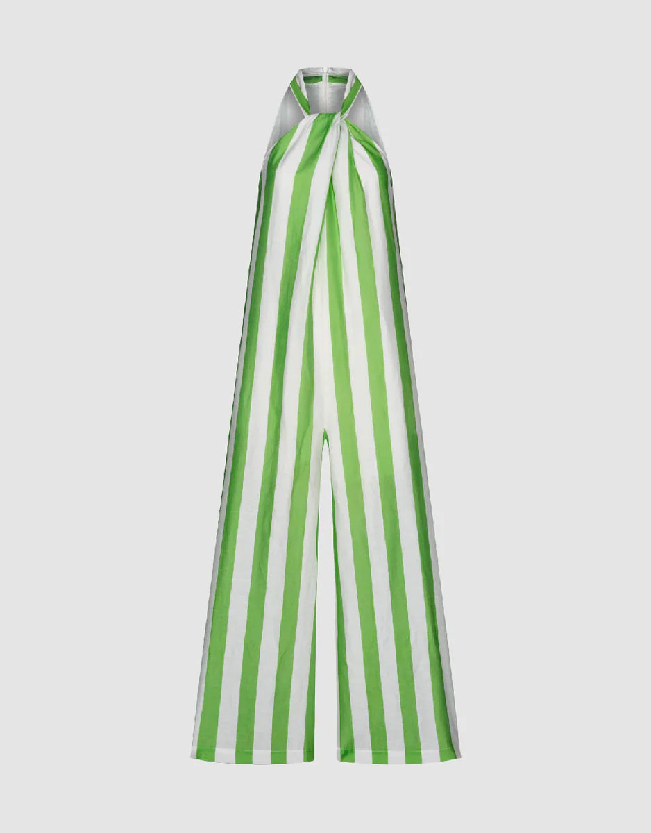 Halter Neck Striped Jumpsuit | Urban Revivo