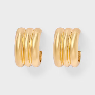 Ribbed Hoop Earrings - A New Day™ Gold | Target