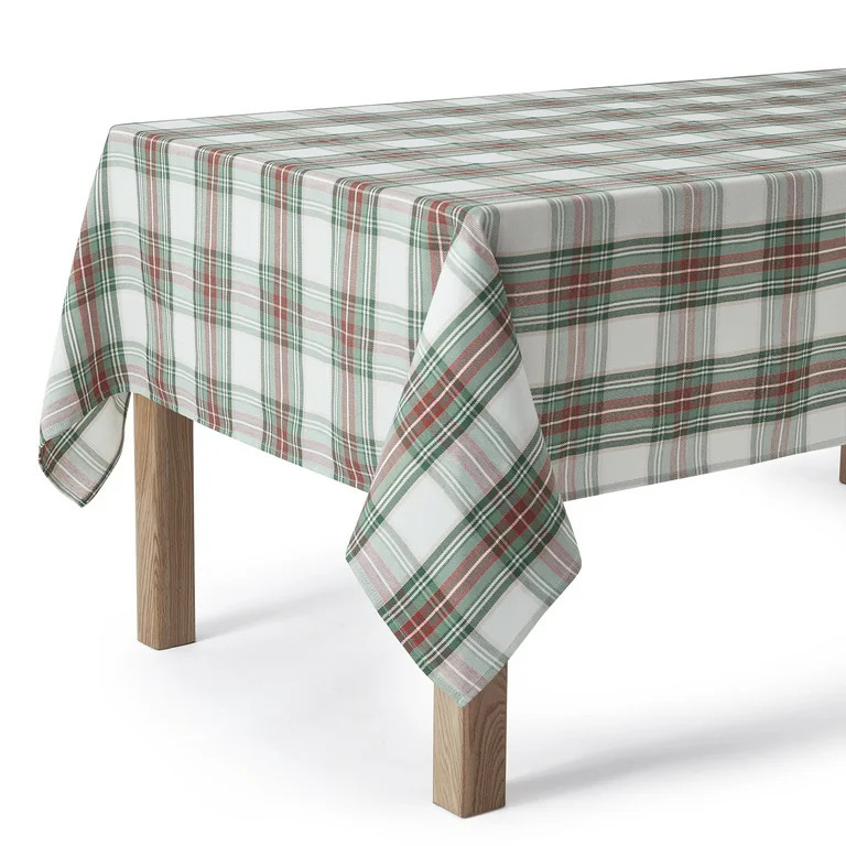 Holiday Time Christmas Tartan Plaid Fabric Tablecloth, Festive Xmas Décor 60" x 84" - Walmart.co... | Walmart (US)