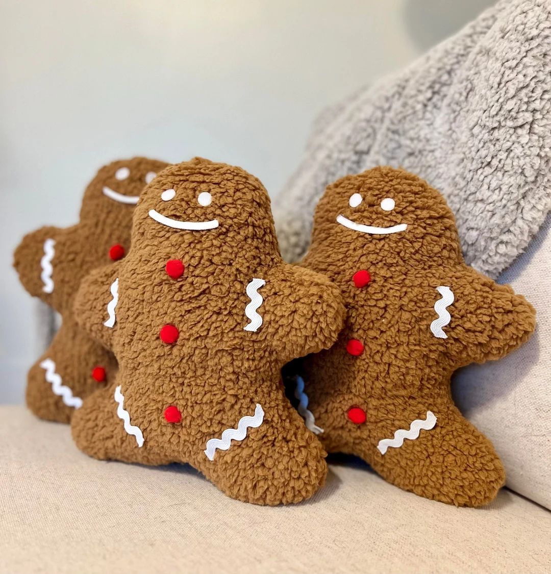 Plush Sherpa Gingerbread Man Pillow/Decor - Sherpa Christmas Pillow, Gingerbread Man Decor | Etsy (US)