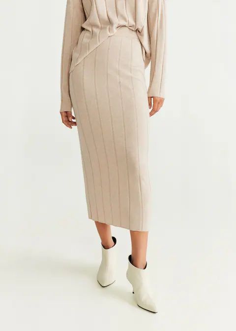 Ribbed midi skirt | MANGO (US)