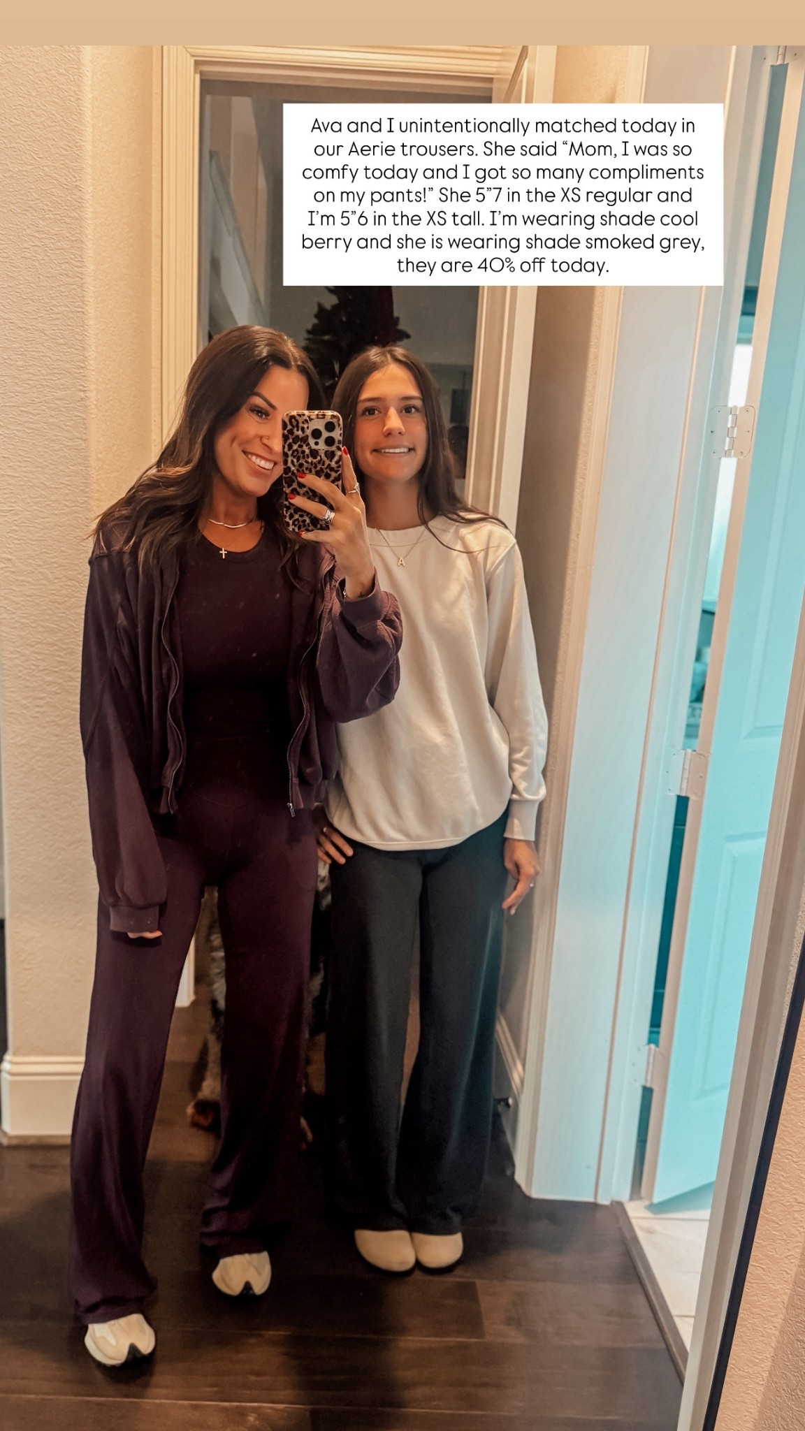 Wearing an XS tall in these Aerie trousers that are 40% off, Ava is wearing the XS regular. I’m 5”6 and she is 5”7! 

#LTKootd #LTKdayinmylife #LTKSeasonal