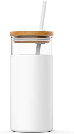 Tronco 20oz Glass Tumbler Straw Silicone Protective Sleeve Bamboo Lid - BPA Free | Amazon (US)