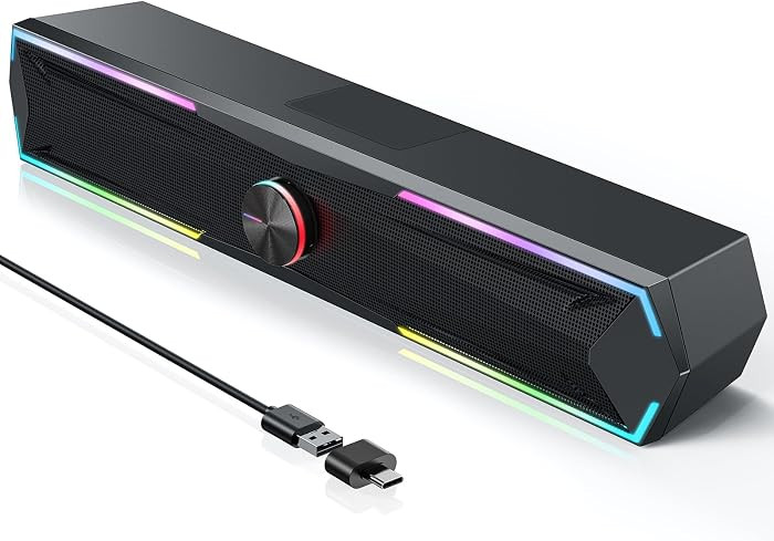 Computer Speakers for Pc Desktop with Clear Sound, Flowing LED PC Speaker for Computer Desktop La... | Amazon (US)