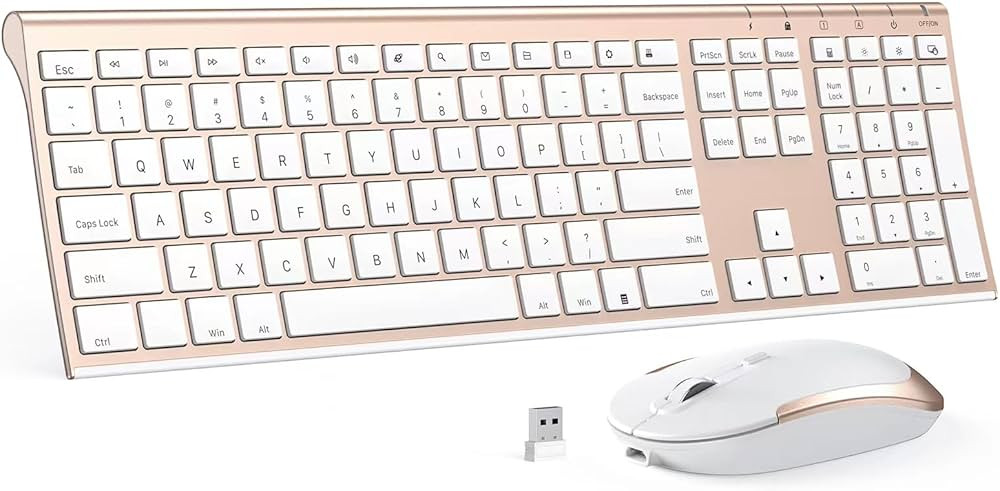 Wireless Keyboard and Mouse Combo, 2.4GHz Ultra-Slim Aluminum Rechargeable Keyboard with Whisper-... | Amazon (US)