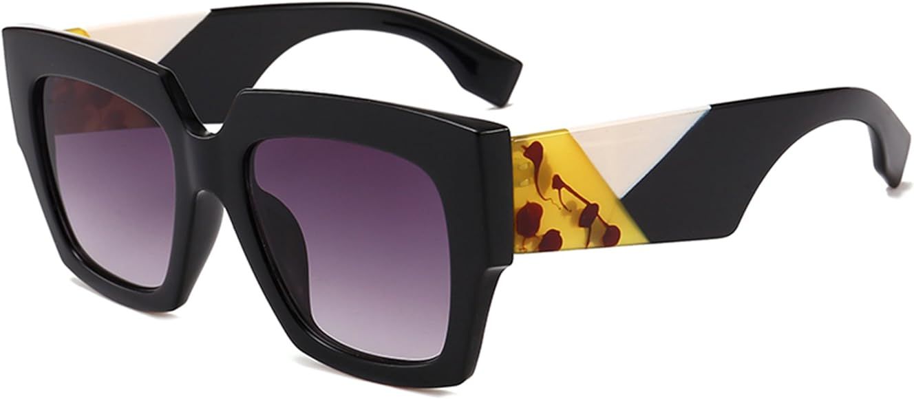 Trendy Luxury Square Oversized Sunglasses for Women Brand Designer Shades | Amazon (US)