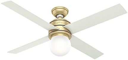 HUNTER 59320 Hepburn Indoor Ceiling Fan with LED Light and Wall Control, 52", Modern Brass | Amazon (US)