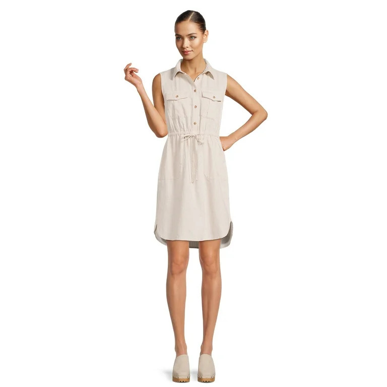 Time and Tru Women's Sleeveless Shirt Dress | Walmart (US)