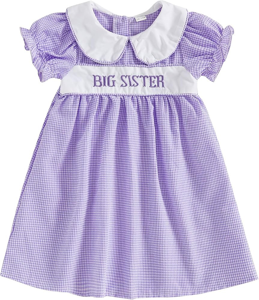 Big Sister Little Sister Matching Outfits Short Sleeve Bubble Romper Smocked Dress Toddler Girl S... | Amazon (US)