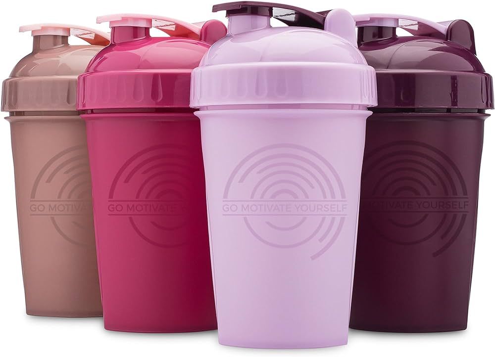GOMOYO [4-Pack] 20-Ounce Shaker Bottle | Protein Shaker Bottle with Action-Rod Wire Mixer | Shake... | Amazon (US)