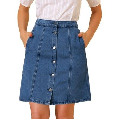 Allegra K Women's Denim Short Button Down Jeans Skirt | Target