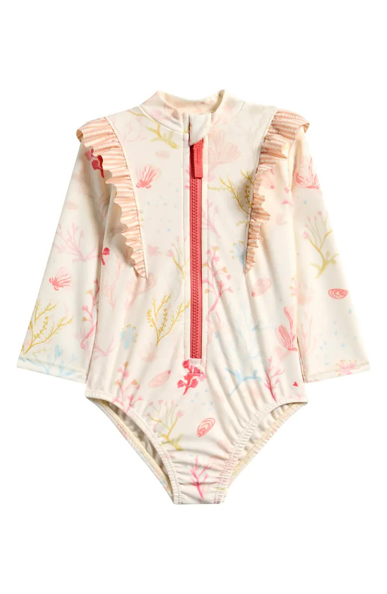 Kids' Ruffle Long Sleeve One-Piece Swimsuit | Nordstrom