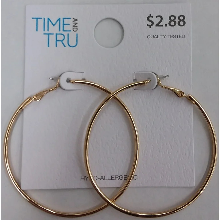 Time and Tru Women's Gold Hoop Earring - Walmart.com | Walmart (US)