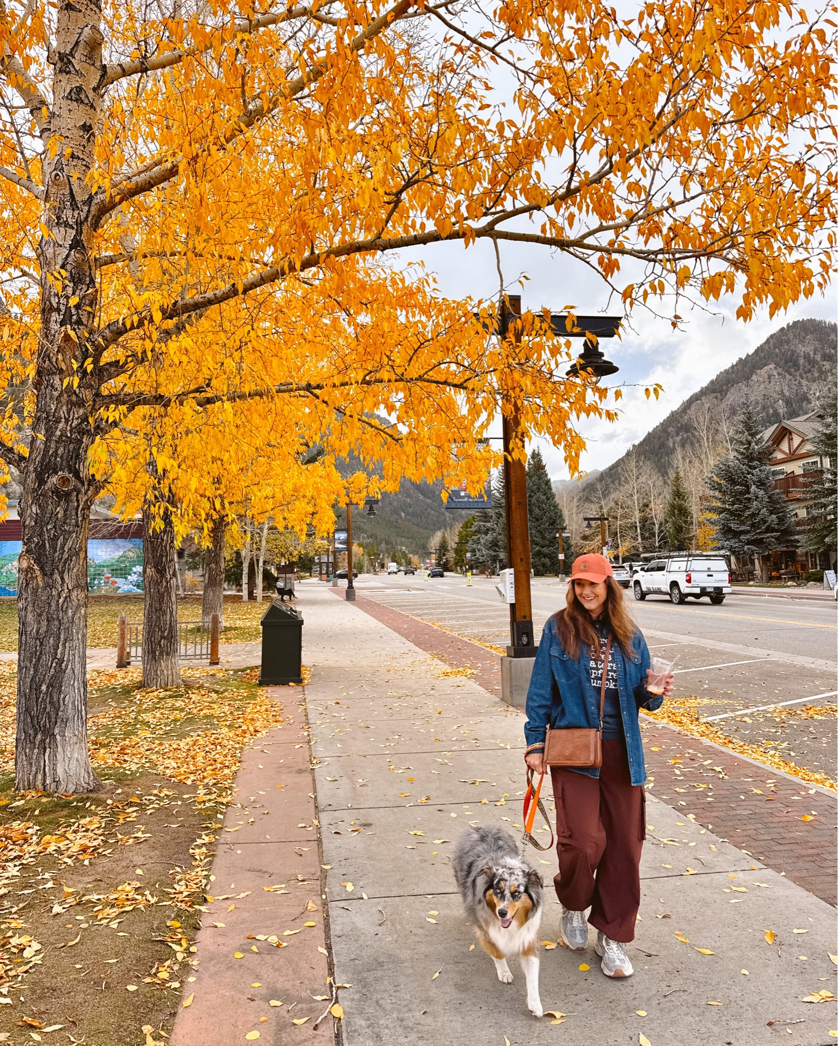 Strolling around an actual Hallmark town, Frisco, CO 🍂🧋
Size medium in tee
Large in denim shirt
Large in pants 
Purse is an older Patricia Nash - linked similar options. 

#rachealbrush fall style, casual fall, wrangler, denim shirt, hiking cargo pants, fall tshirt, fall graphic tee, Carhartt ball hat, faux leather tooled crossbody 

#LTKActive #LTKSeasonal #LTKOver40