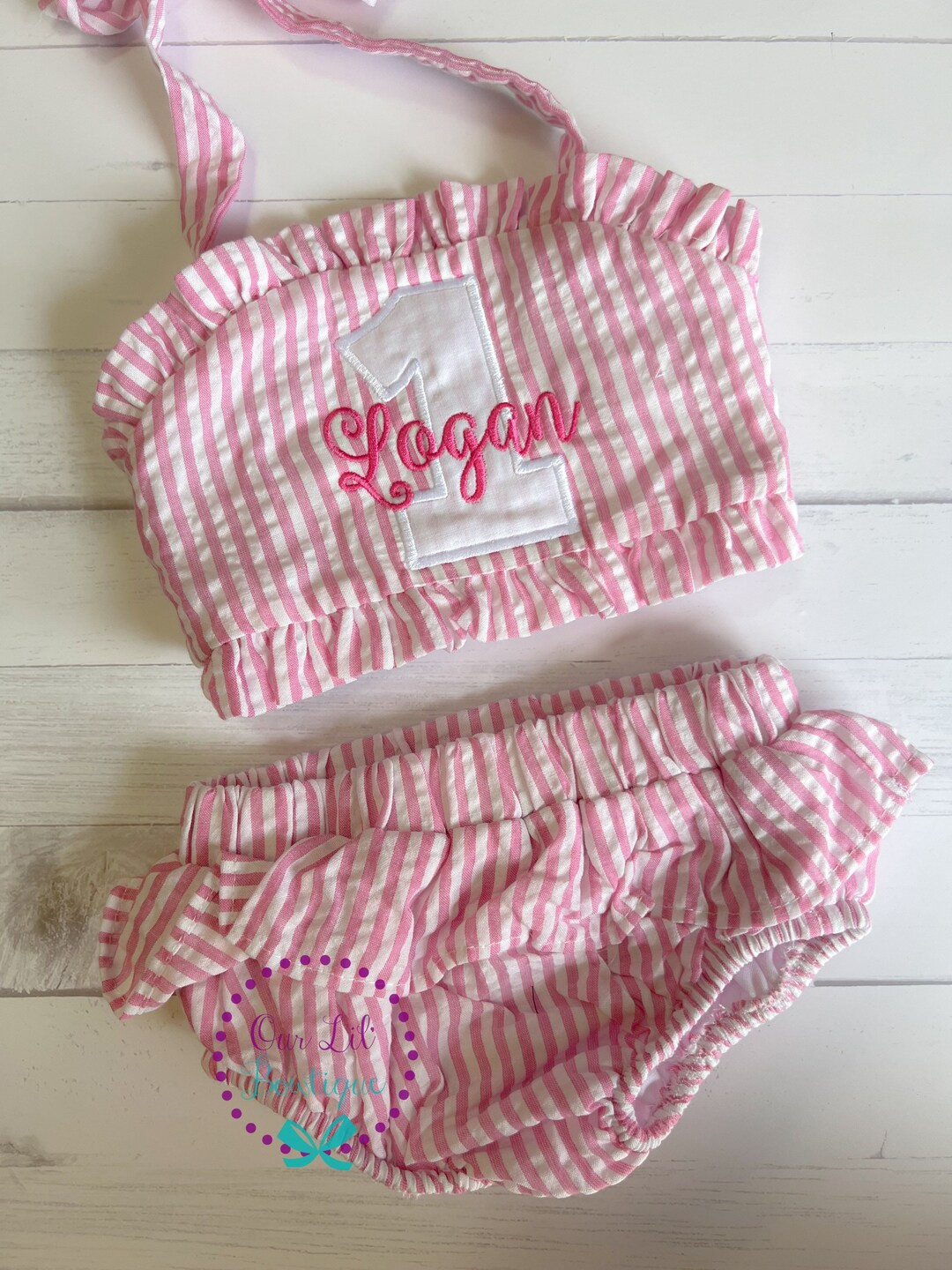Birthday Bathing Suit - Monogrammed Seersucker Bathing Suit - Bathing Suit - Baby - Toddler - Bir... | Etsy (US)