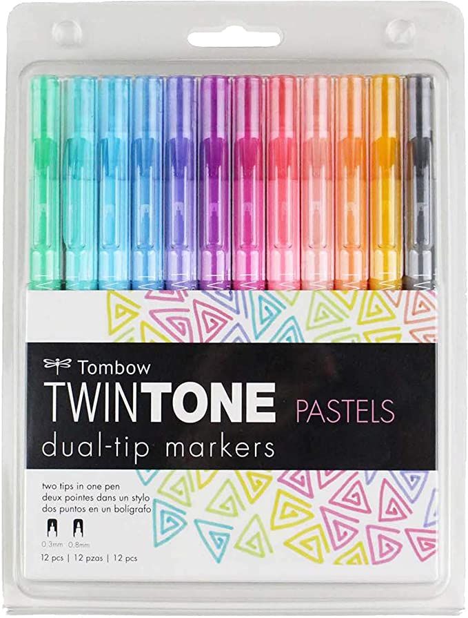 Tombow Twintone Marker Set 12-Pack Dual-Tip, Pastel | Amazon (CA)