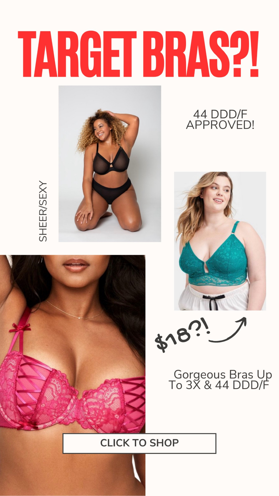 More affordable bra options from Target! Get into these sexy styles that go up to a 3X or 44 DDD/F cup size. 



#LTKFind #LTKunder100 #LTKcurves