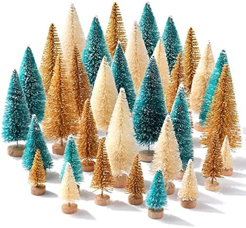 30Pcs Mini Christmas Trees, Artificial Christmas Tree Bottle Brush Trees Christmas with 5 Sizes, ... | Amazon (US)