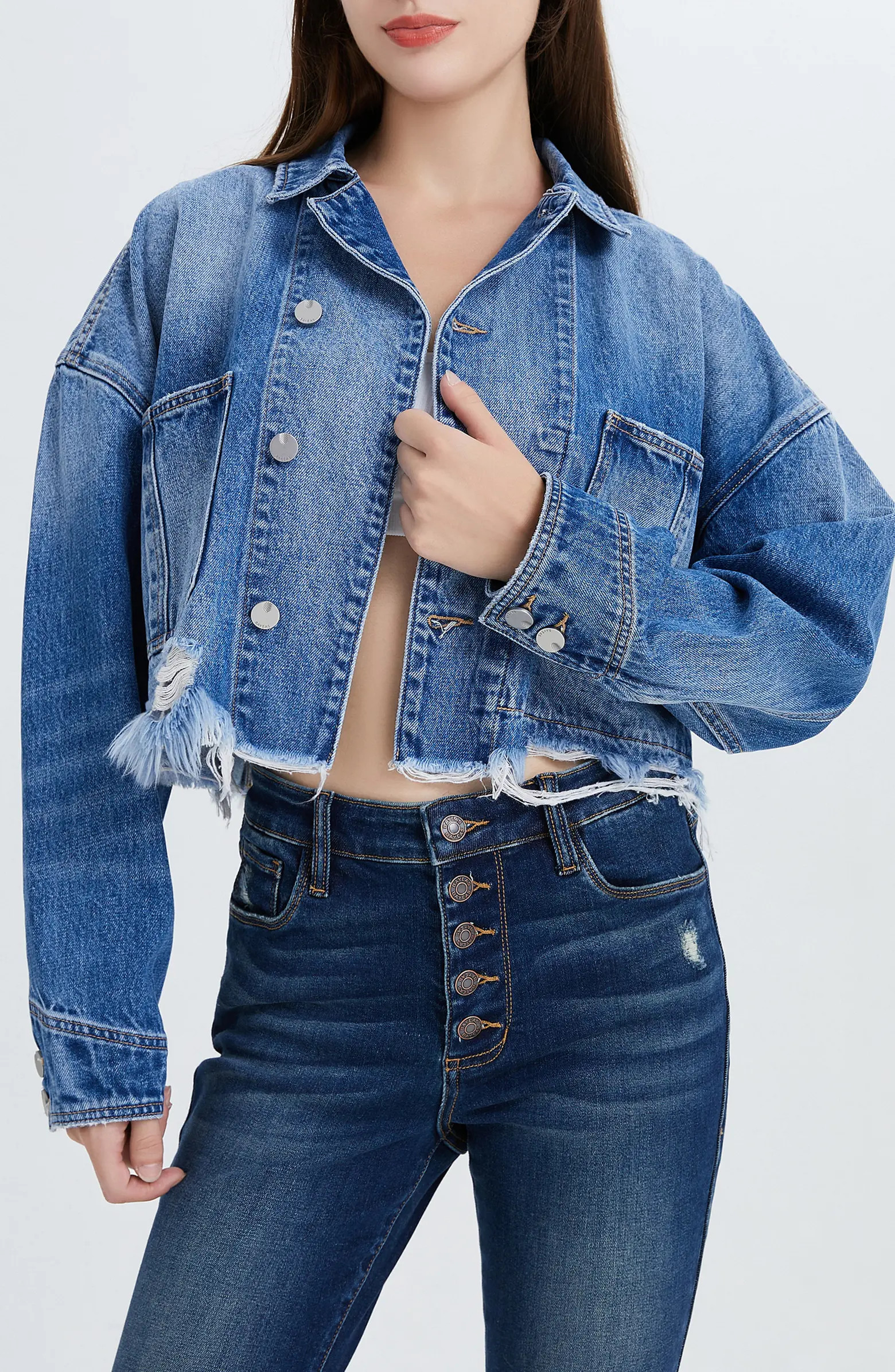 Frayed Crop Denim Jacket | Nordstrom