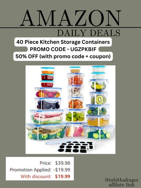 Food storage containers. Amazon kitchen. Food prep containers. Amazon daily deal.

#LTKfindsunder50 #LTKhome #LTKsalealert