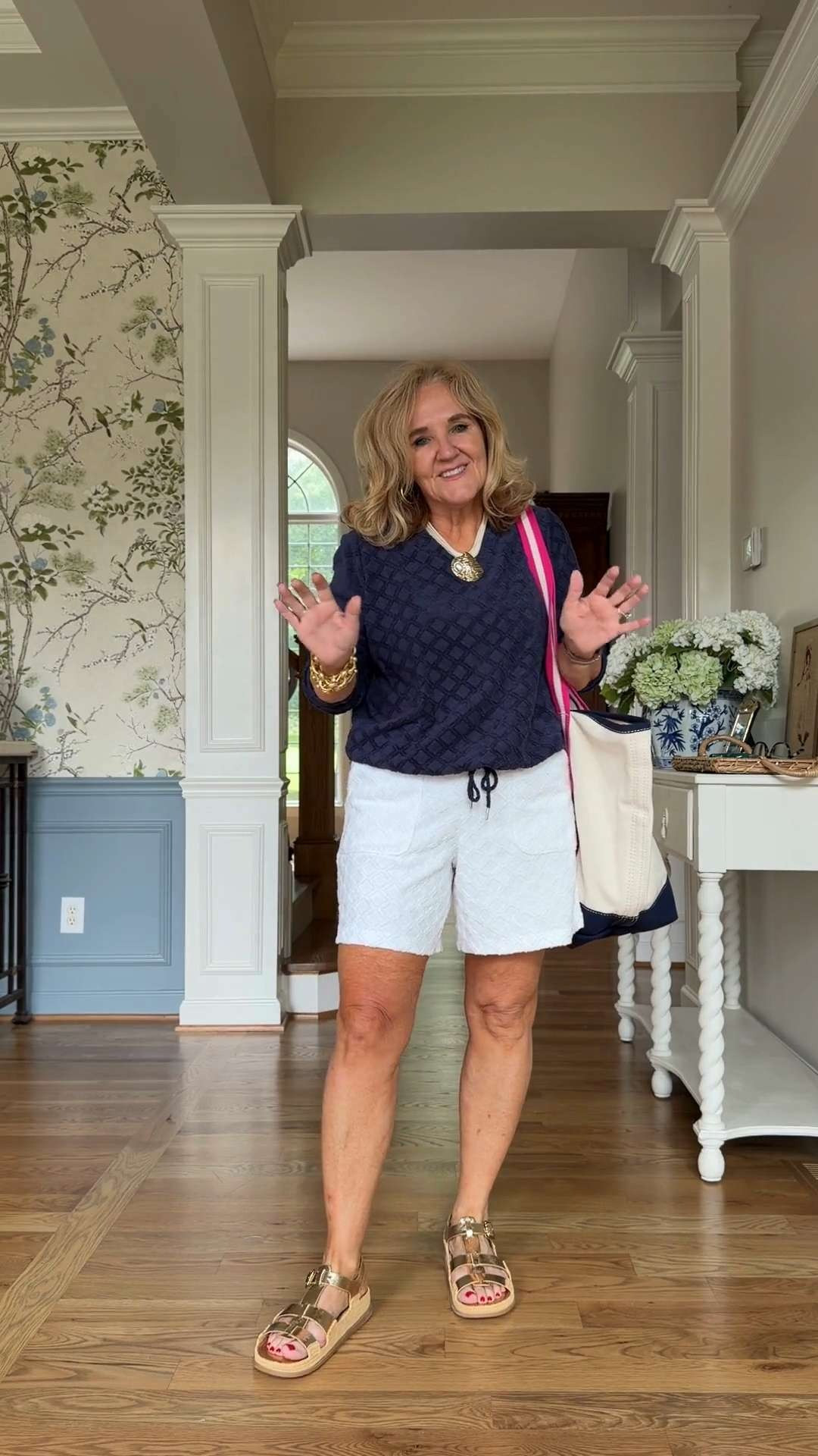 The shorts do come in navy, and the top comes in white, but I love mixing the two together for a fresh navy-and-white look. 🫶🏻 

 #LTKootd #LTKSeasonal #LTKOver40