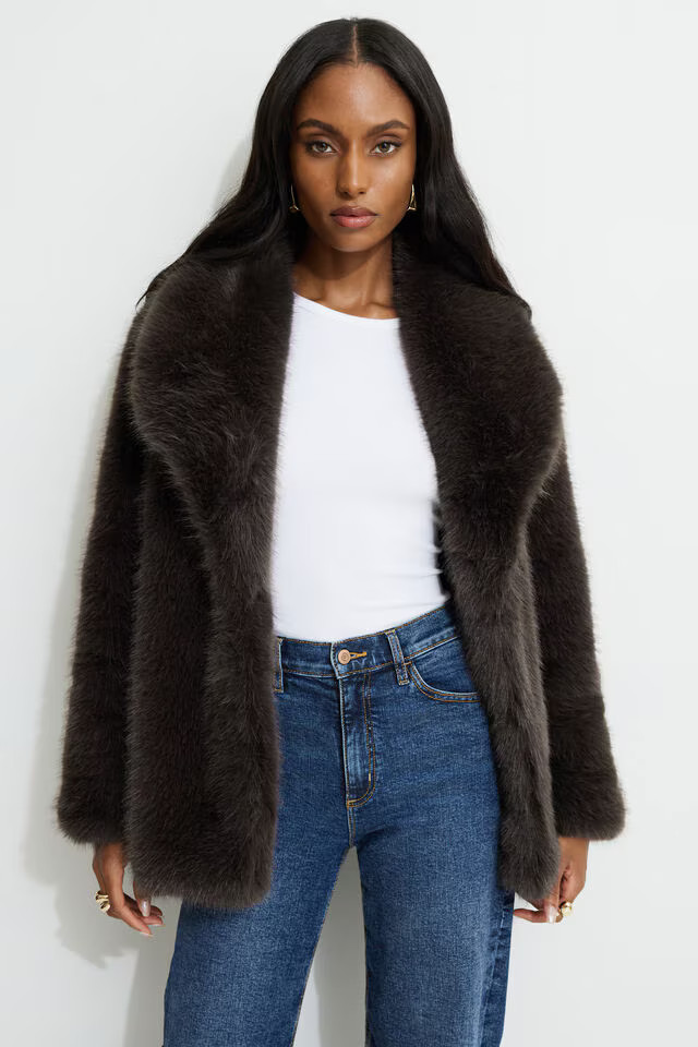 Faux Fur Midi Jacket | Dynamite Clothing