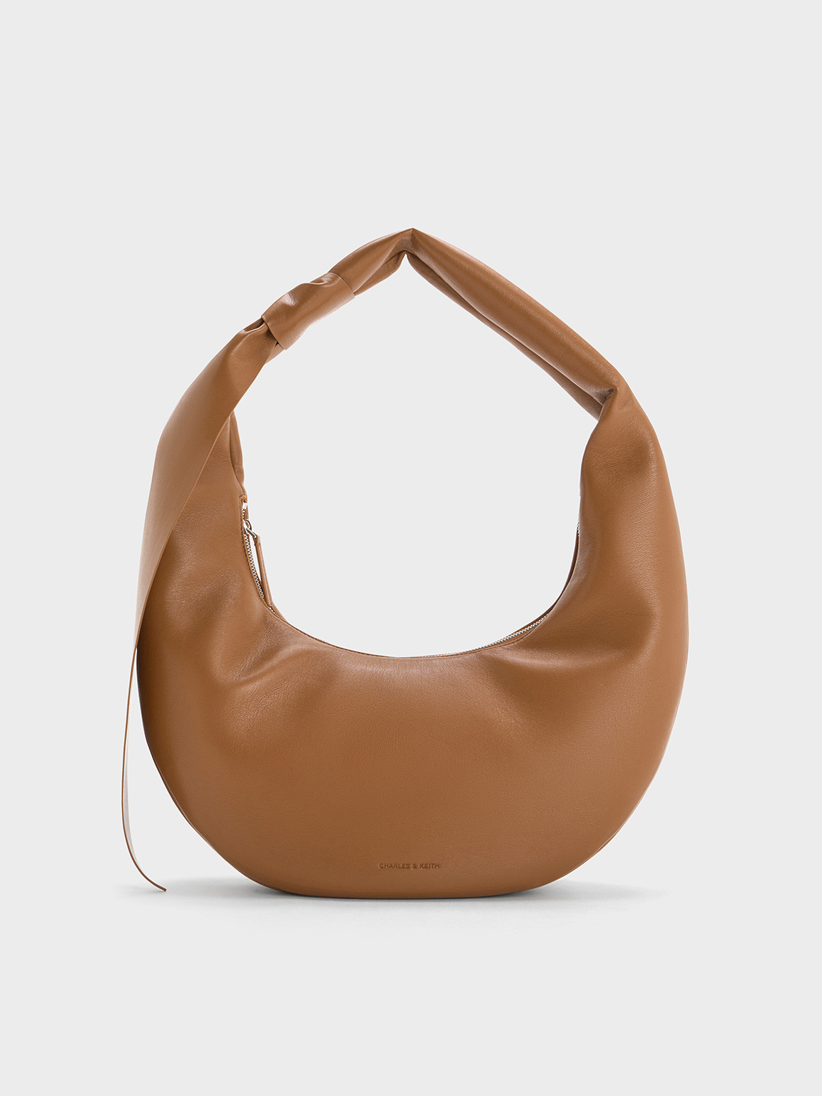 Chocolate Toni Knotted Curved Hobo Bag | CHARLES & KEITH | Charles & Keith US