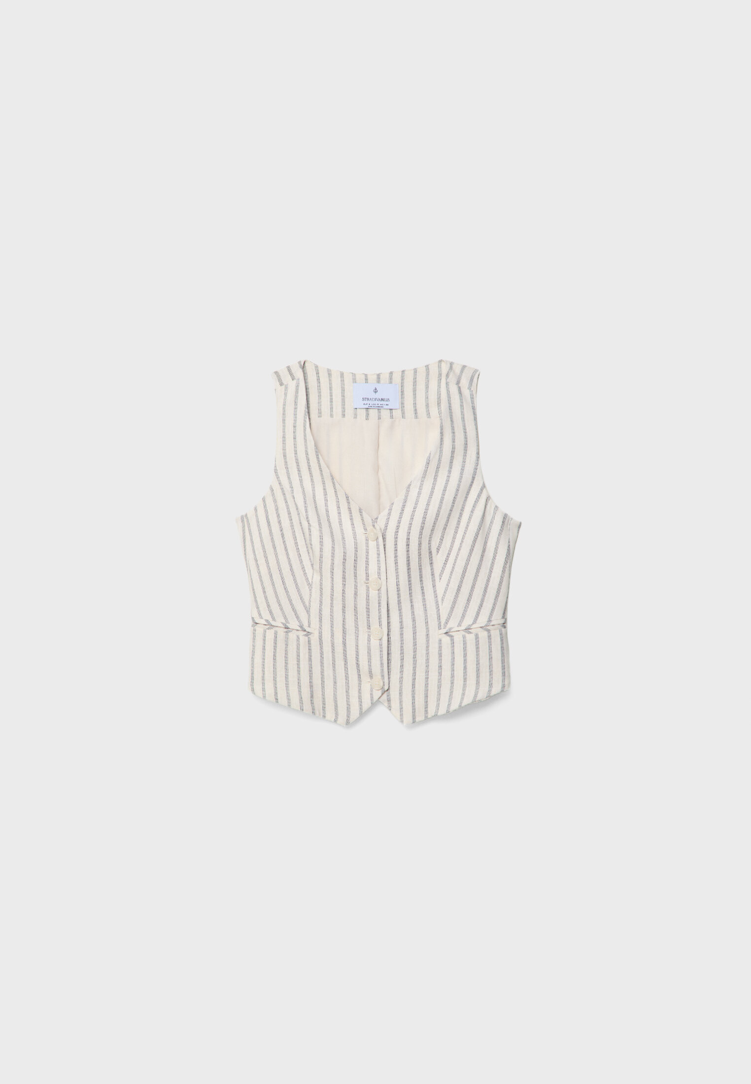 Short striped linen blend waistcoat - Women's fashion | Stradivarius United Kingdom | Stradivarius (UK)
